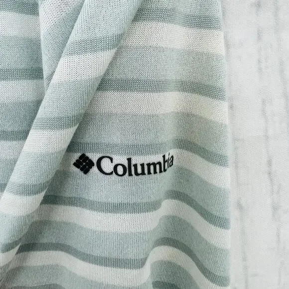 Columbia MEDIUM Henley Tee Shirt womens gray striped sheer 3/4 sleeve - Picture 5 of 9